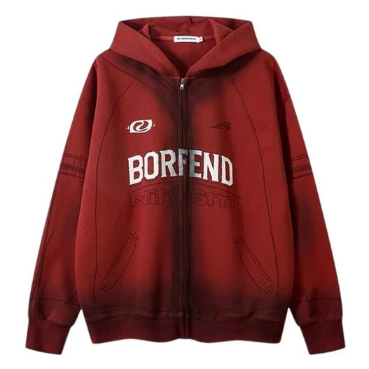 ストリート ジップパーカー BORFEND バックナンバー ロゴ入り フーディ SS-000690